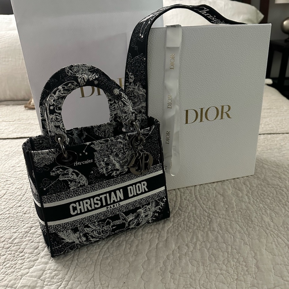 2022 Christian Dior Black Medium Toile de Jouy Lady D-Lite